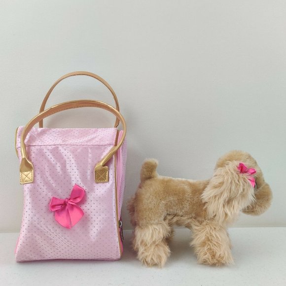 Pucci Pups Cocker Spaniel Plush Puppy & Golden Dot Glam Bag - Picture 2 of 10